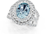 White gold Double Halo Oval Cut Diamond Split Shank Pave Set Ring_1