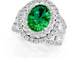 White gold Double Halo Oval Cut Diamond Split Shank Pave Set Ring_1