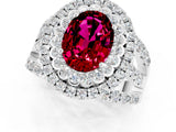 White gold Double Halo Oval Cut Diamond Split Shank Pave Set Ring_1