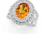White gold Double Halo Oval Cut Diamond Split Shank Pave Set Ring_1