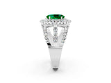 White gold Double Halo Oval Cut Diamond Split Shank Pave Set Ring_2