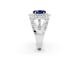 White gold Double Halo Oval Cut Diamond Split Shank Pave Set Ring_2