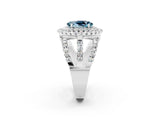 White gold Double Halo Oval Cut Diamond Split Shank Pave Set Ring_2