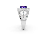 White gold Double Halo Oval Cut Diamond Split Shank Pave Set Ring_2