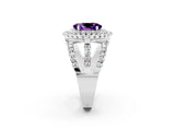 White gold Double Halo Oval Cut Diamond Split Shank Pave Set Ring_2