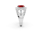 White gold Double Halo Oval Cut Diamond Split Shank Pave Set Ring_2