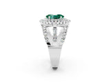 White gold Double Halo Oval Cut Diamond Split Shank Pave Set Ring_2
