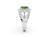 White gold Double Halo Oval Cut Diamond Split Shank Pave Set Ring_2