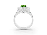 White gold Double Halo Oval Cut Diamond Split Shank Pave Set Ring_3