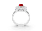 White gold Double Halo Oval Cut Diamond Split Shank Pave Set Ring_3