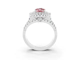 White gold Double Halo Oval Cut Diamond Split Shank Pave Set Ring_3