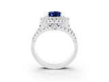 White gold Double Halo Oval Cut Diamond Split Shank Pave Set Ring_3