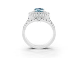 White gold Double Halo Oval Cut Diamond Split Shank Pave Set Ring_3