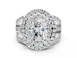 White gold Double Halo Oval Cut Diamond Split Shank Pave Set Ring_3