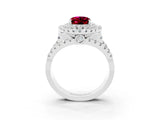 White gold Double Halo Oval Cut Diamond Split Shank Pave Set Ring_3