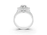 White gold Double Halo Oval Cut Diamond Split Shank Pave Set Ring_3