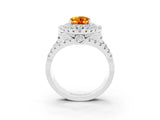 White gold Double Halo Oval Cut Diamond Split Shank Pave Set Ring_3