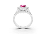 White gold Double Halo Oval Cut Diamond Split Shank Pave Set Ring_3