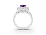 White gold Double Halo Oval Cut Diamond Split Shank Pave Set Ring_3