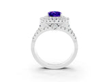 White gold Double Halo Oval Cut Diamond Split Shank Pave Set Ring_3