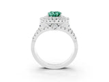 White gold Double Halo Oval Cut Diamond Split Shank Pave Set Ring_3
