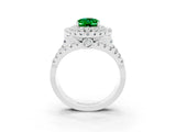 White gold Double Halo Oval Cut Diamond Split Shank Pave Set Ring_3