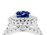 White gold Double Halo Oval Cut Diamond Split Shank Pave Set Ring_4