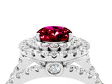 White gold Double Halo Oval Cut Diamond Split Shank Pave Set Ring_4