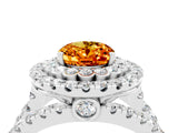 White gold Double Halo Oval Cut Diamond Split Shank Pave Set Ring_4