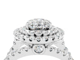 White gold Double Halo Oval Cut Diamond Split Shank Pave Set Ring_4