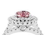 White gold Double Halo Oval Cut Diamond Split Shank Pave Set Ring_4