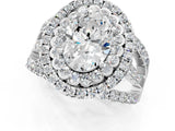 White gold Double Halo Oval Cut Diamond Split Shank Pave Set Ring_4