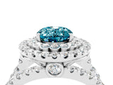 White gold Double Halo Oval Cut Diamond Split Shank Pave Set Ring_4
