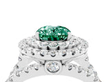 White gold Double Halo Oval Cut Diamond Split Shank Pave Set Ring_4