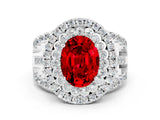 White gold Double Halo Oval Cut Diamond Split Shank Pave Set Ring
