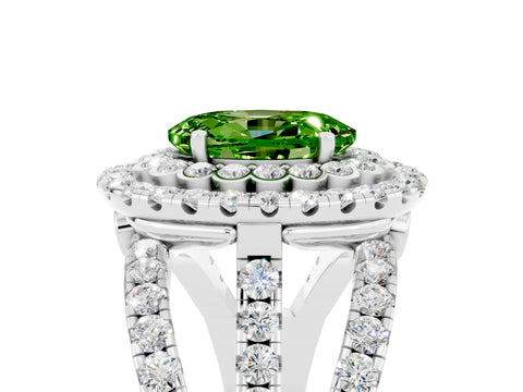 White gold Double Halo Oval Cut Diamond Split Shank Pave Set Ring_5