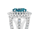 White gold Double Halo Oval Cut Diamond Split Shank Pave Set Ring_5