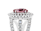 White gold Double Halo Oval Cut Diamond Split Shank Pave Set Ring_5