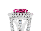 White gold Double Halo Oval Cut Diamond Split Shank Pave Set Ring_5
