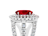 White gold Double Halo Oval Cut Diamond Split Shank Pave Set Ring_5