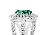 White gold Double Halo Oval Cut Diamond Split Shank Pave Set Ring_5