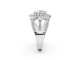 White gold Double Halo Oval Cut Diamond Split Shank Pave Set Ring_5