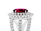 White gold Double Halo Oval Cut Diamond Split Shank Pave Set Ring_5