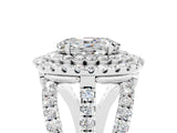 White gold Double Halo Oval Cut Diamond Split Shank Pave Set Ring_5