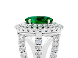 White gold Double Halo Oval Cut Diamond Split Shank Pave Set Ring_5