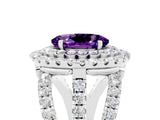 White gold Double Halo Oval Cut Diamond Split Shank Pave Set Ring_5