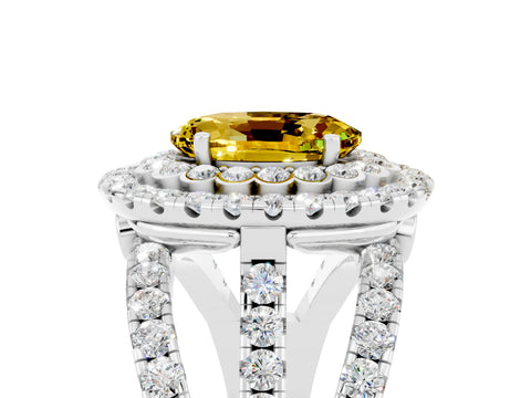 White gold Double Halo Oval Cut Diamond Split Shank Pave Set Ring_5