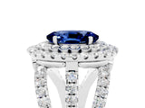 White gold Double Halo Oval Cut Diamond Split Shank Pave Set Ring_5