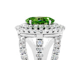 White gold Double Halo Oval Cut Diamond Split Shank Pave Set Ring_5