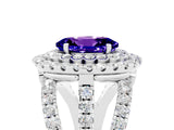 White gold Double Halo Oval Cut Diamond Split Shank Pave Set Ring_5